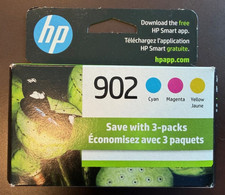 New Genuine HP 902 Ink Cartridges 3 pack Cyan Magenta and Yellow toa38an