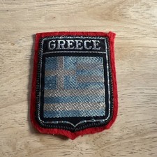 Greece Shield Woven Felt Patch Souvenir Greek Flag Blue Silver