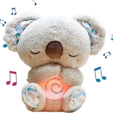 Koala Breathing Stuffed Toy, Rhythmic Motion Sleep Plush with 28cm, Grey