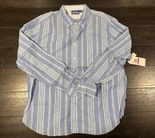 Nautica Men's Long Sleeve, Button Down Shirt Light Blue Stripes Size XXL