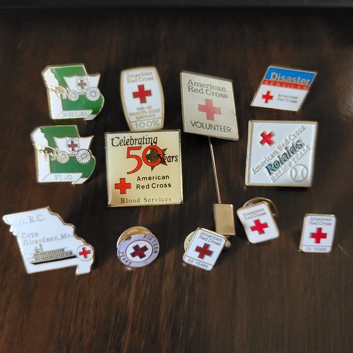 Lot 12 VTG American Red Cross Lapel Pins Missouri St Joe Cape Girardeau Service