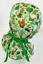 St. Patrick  s Day Gnome Medical Ponytail Pouch Surgery Scrub Cap Chef Hat