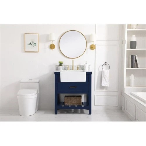 Elegant Decor Clement 30" MDF Single Bathroom Vanity with Backsplash in Blue - Picture 6 of 8