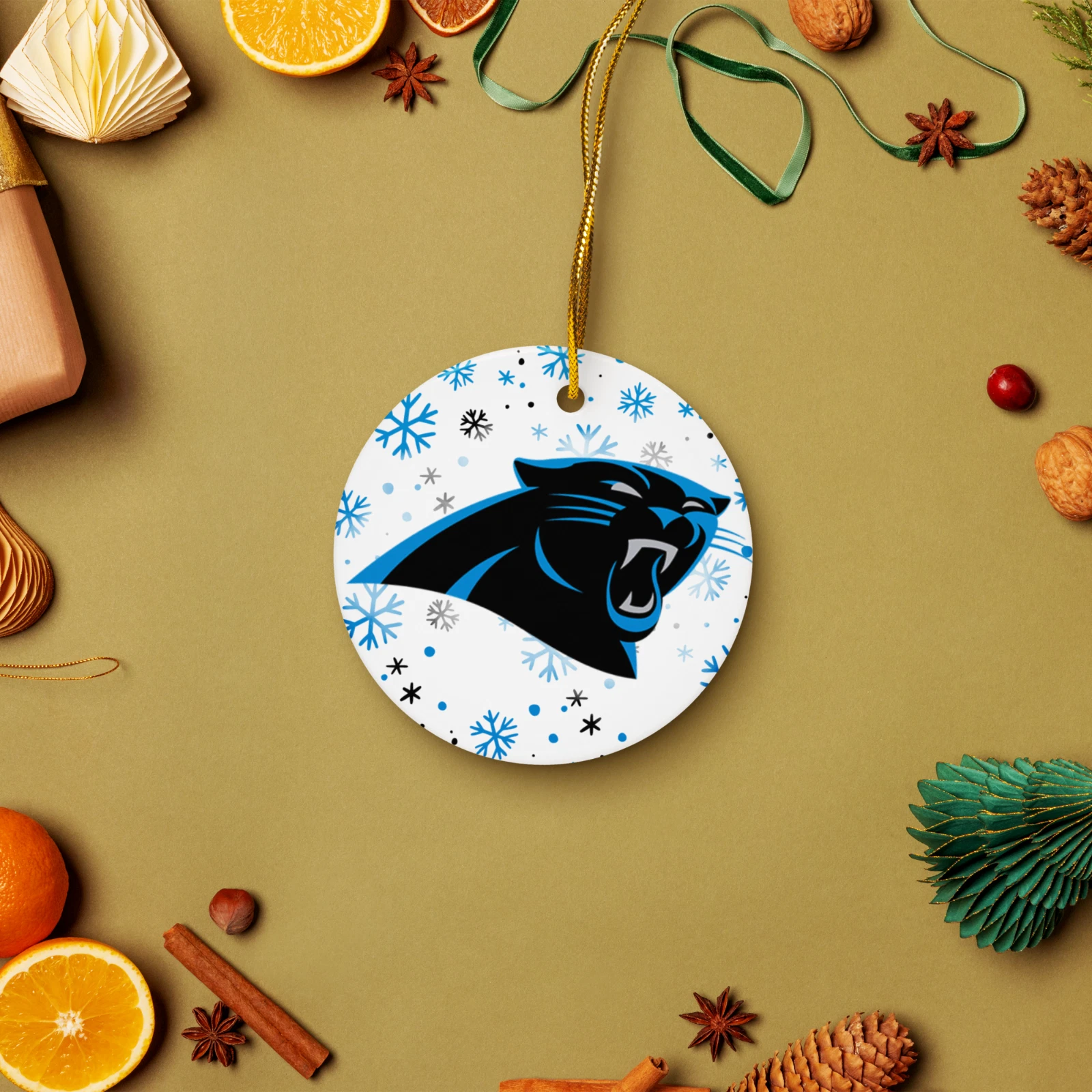 Carolina Panthers Christmas Tree Holiday Flat Ornament