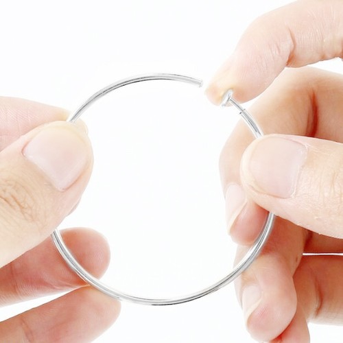 2 Pairs of 60mm / 6cm Hoops Silver & Yellow Gold Plated Clip On Hoop Earrings - Picture 4 of 6