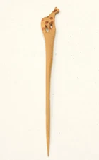 Hair Stick African Animal Carved Top Hair Stick
