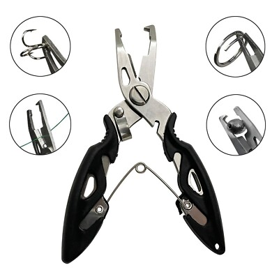 #ad Fishing Pliers Scissors Line Cutter Split Ring Hook Remover Tool Multifunction $3.99