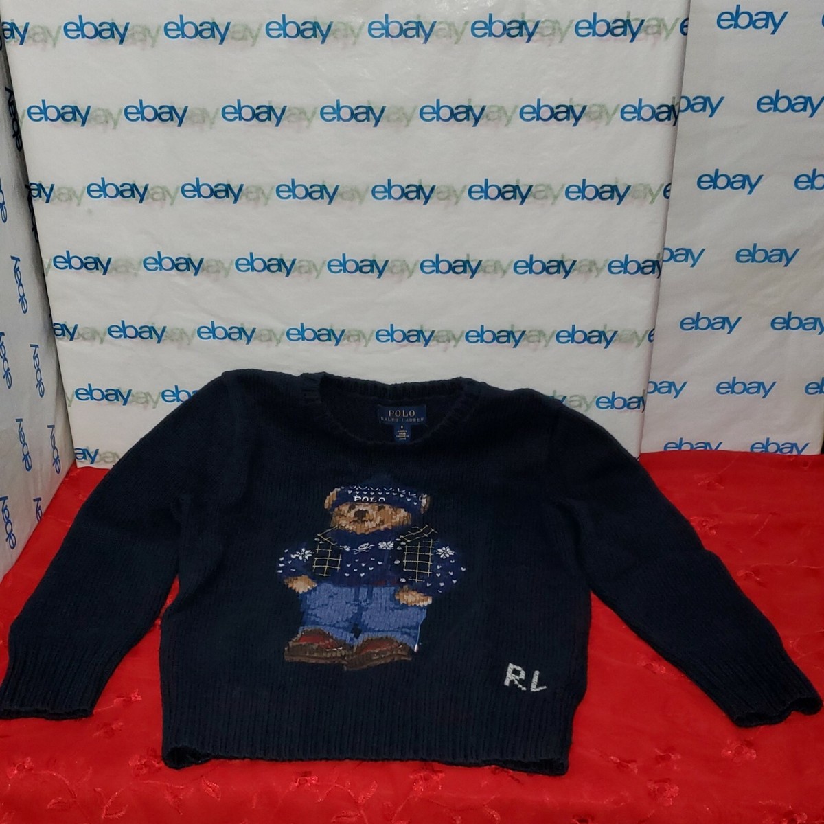 ✅️⭐️Polo Ralph Lauren RL Sweater Knit POLO BEAR Skull Kids Unisex Size  6🔥Rare🔥