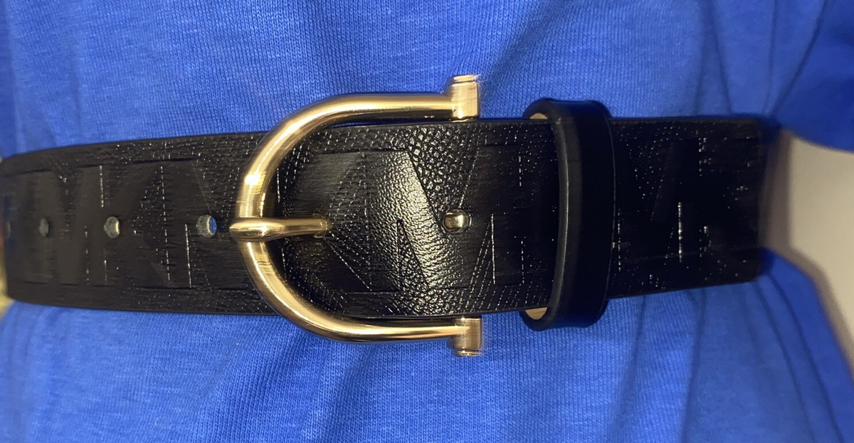 Michael Kors Black Belt with Gold MK Buckle MICHAEL Michael Kors LOGO BELT - Belt - black gold/black  main image 2