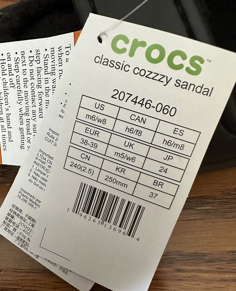 Crocs Classic Cozzzy Black Sandal Faux Fur Lined 207446-060 Men's