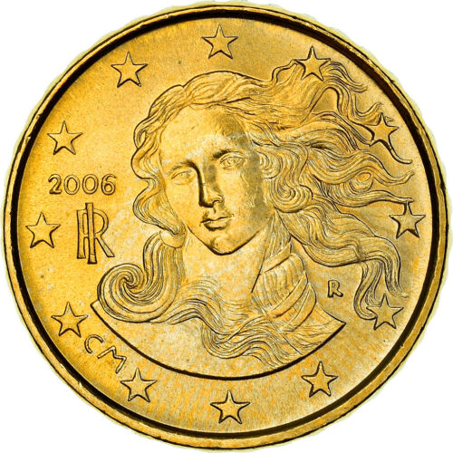 [#365283] Włochy, 10 euro centów, Birth of Venus, 2006, UNZ+, nordyckie złoto - Zdjęcie 1 z 2
