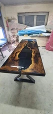 Contemporary Coffee Table – Live Edge Resin River Table | Artistic Custom table