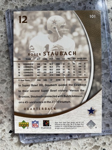 2004 Upper Deck Sweet Spot Silver /100 Roger Staubach #101 *LOWEST PRICE on eBay - Picture 4 of 4