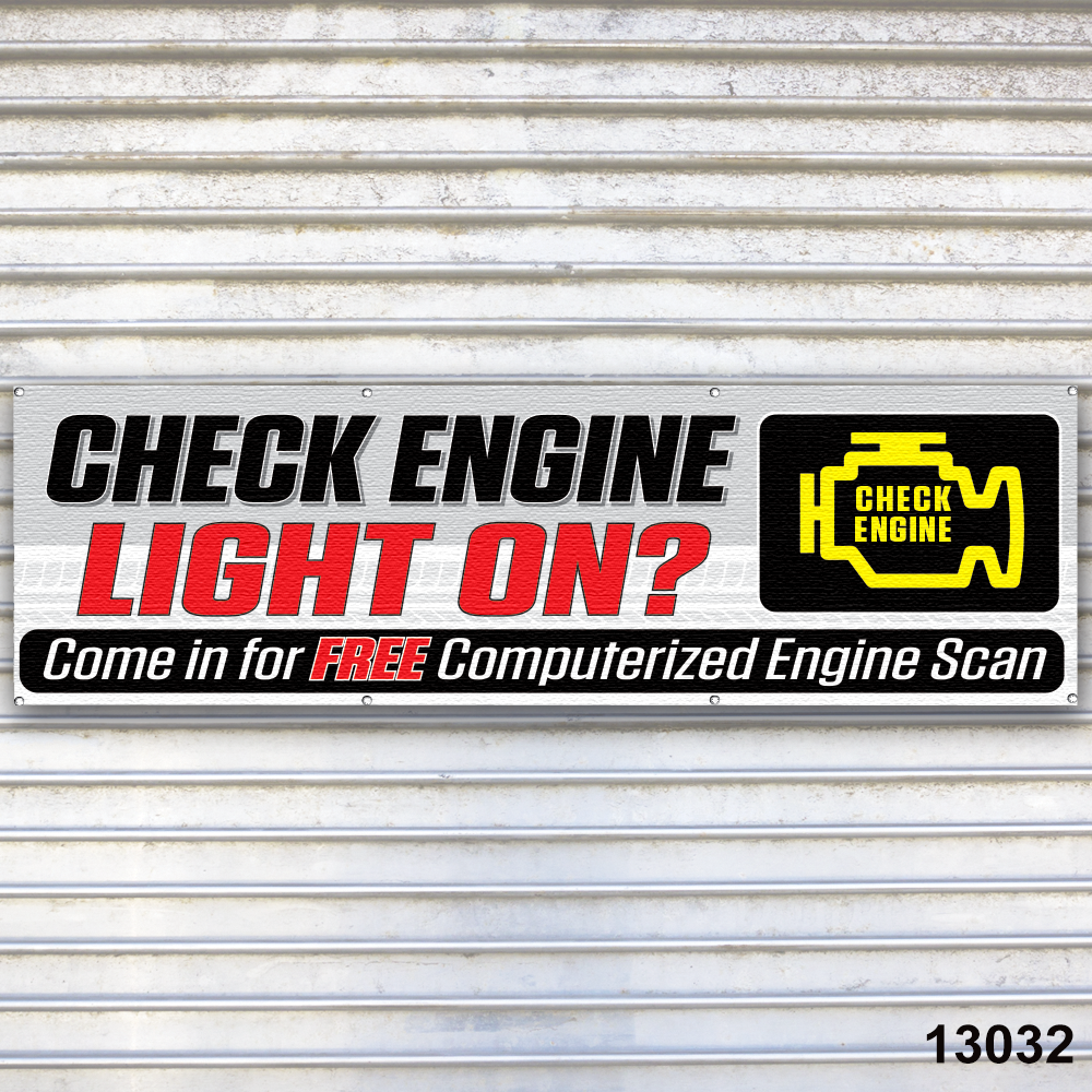 Check Engine Light Sign for Auto Repair Tire Service Bay