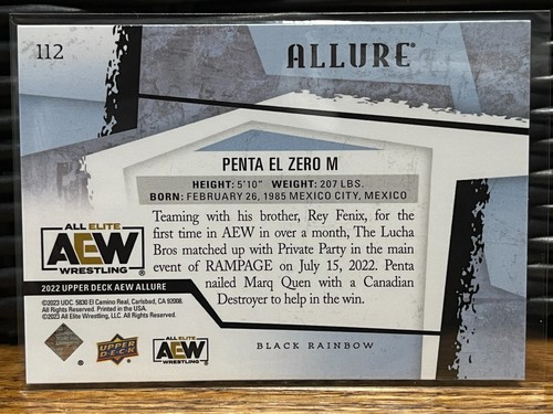 2022 Upper Deck AEW Allure - 112 Penta El Zero M - Black Rainbow Horizontal SP - Picture 2 of 2