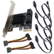 PCI-e X1 to SATA 3.0 Expansion Card 4 Port Controller Adapter Data Power Cable
