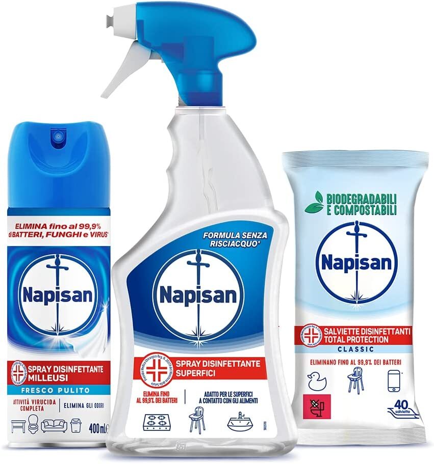 Napisan Spray Igienizzante Classico Disinfettante 40 Salviette Biodegradabili 0%