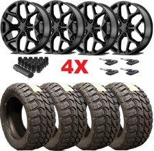 Snowflake Black Wheels Rims 33 12.50 22 Tires Mt Mud Fits Sierra Silverado 1500
