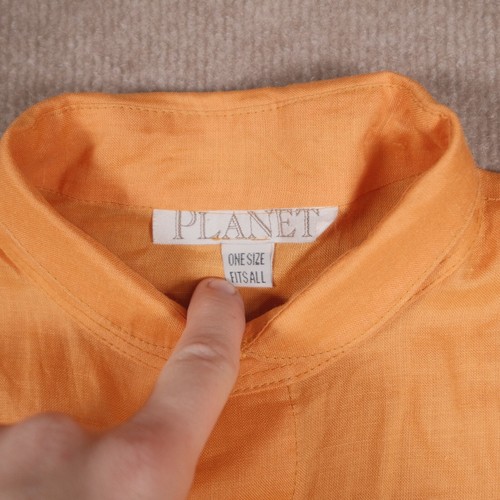 Camicia Planet by Lauren G lino taglia unica firmata tunica Lagenlook Peterpan Colla - Foto 8 di 22