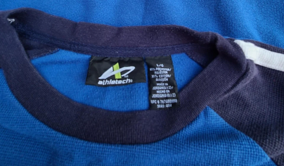 Camisa Pullover Azul Para Hombre Y2K Athletech De Colección Años 90 Talla Grande Manga Larga Cuello Redondo Foto 2 de 4