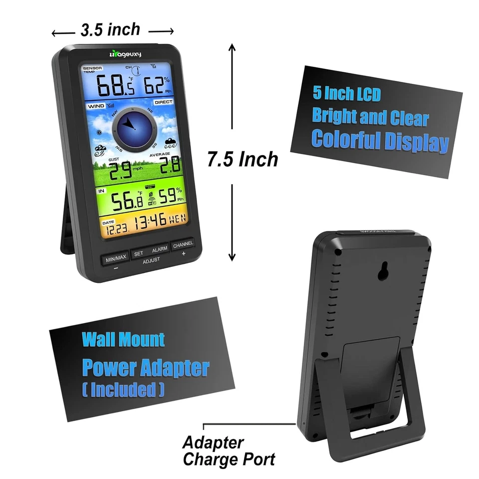 Wireless Wi-Fi Weather Station Solar Anemometer Wind Thermometer and Hygrometer - Image 3 of 4