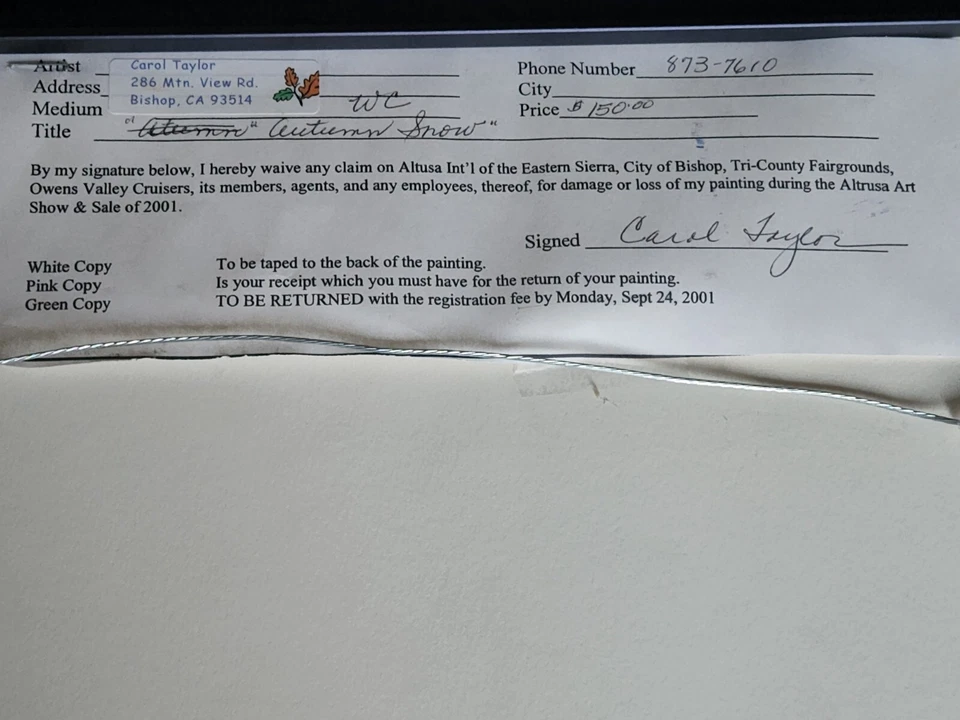 Pintura em aquarela outono neve outono natureza folhas arte popular local Carol Taylor - Imagem 3 de 4