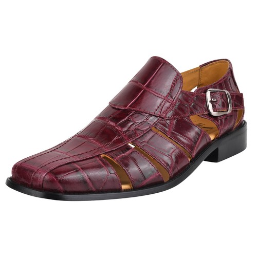 Sandalias LIBERTYZENO para hombre de cuero genuino pescador con estampado de cocodrilo con hebilla - Imagen 24 de 39