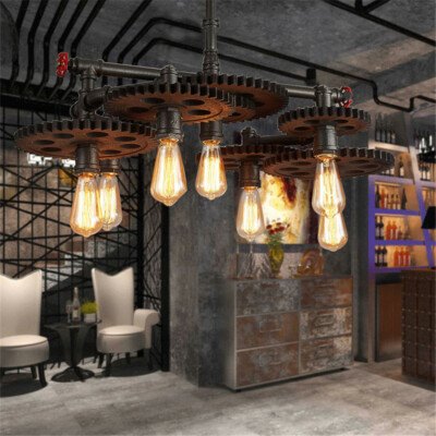 Vintage Pendant Light Rustic Industrial Metal Lamp Novelty Gear Chandelier 
