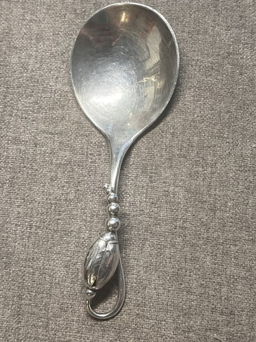Georg Jensen Sterling Silver Magnolia Blossom Sugar Tea Spoon Denmark #84 4 1/8" - Picture 2 of 10