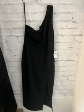 Windsor Solid Black Long Dress Slit in Front NWT (Retail $49.90) Junior's L