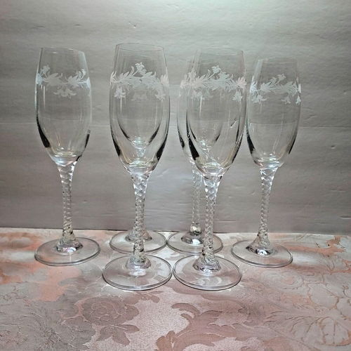 MIKASA Crystal Floral Etched Fluted Glass Champagne etc. - Picture 3 of 12