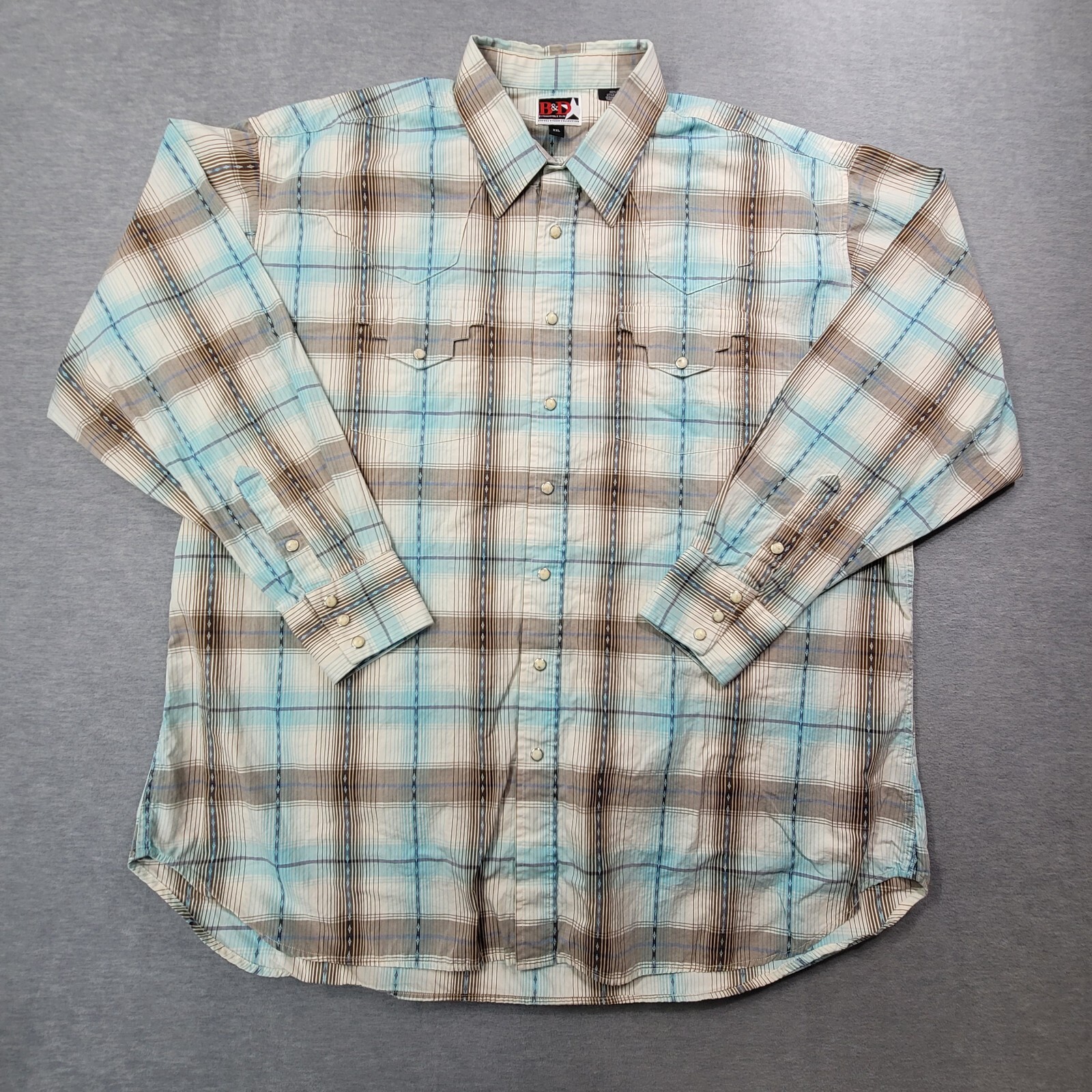 Panhandle Slim Pearl Snap Shirt Mens 2XL Plaid Brooks & Dunn Button Down Western