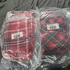 Victoria's Secret Pink Sherpa Plaid Blanket and Tote NWT Lot Of 2 Red Black