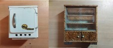 alter Puppenstubenschrank Vitrine  Glas + Kühlschrank