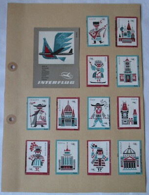 13x match label Interflug Berlin Moscow Prague Budapest Sofia GDR (146028)