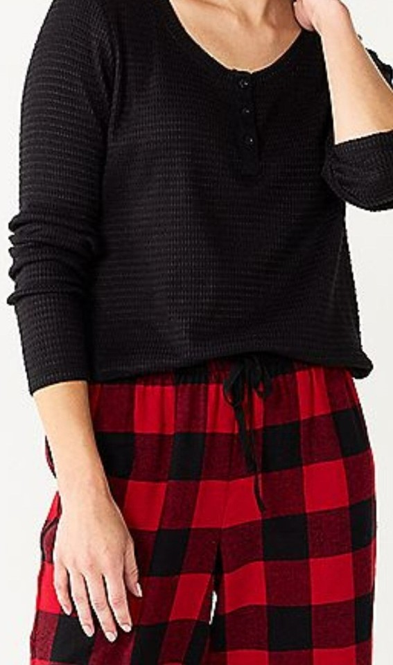 Wrangler Waffle Knit Top And Flannel Pant Pajama Sleep Set