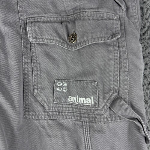 Animal Trousers Mens Large Grey Cargo Pockets Combat Cotton Skate Surf Util Y2K - Picture 12 of 13