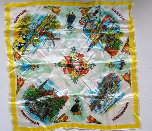Scarf Souvenir Holland Amsterdam Marken Alimex Vtg Keepsake Military Dutch Girl