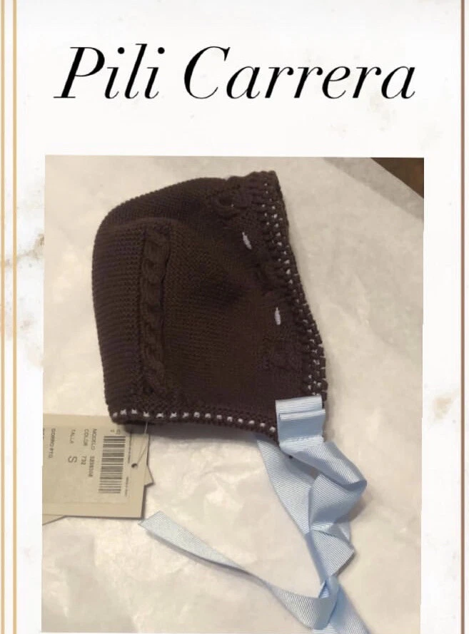 Pili Carrera Baby Brown Bonnet Infant Hat NWT Size S