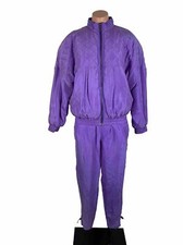 Lady Footlocker Vintage 100 Silk 2 Piece Track Suit Purple Size Small NEW NWT
