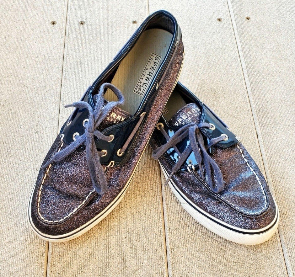 Sperry Top Sider 9770868 Biscayne Navy Blue Glitter Boat Shoes