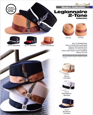 Men's  Bruno Capelo Telescope Baseball Legionnaire 2-Tone Collection Hat Cap NEW