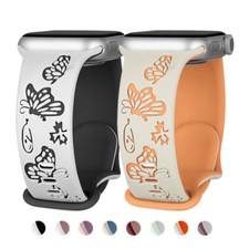 Butterfly Engraved Strap For Apple Watch Band 49mm Series 12 11 10 987SE6 Ultra4