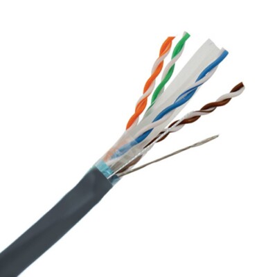 CAT6A Shielded Ethernet Cable 750MHz Riser CMR 10G BARE COPPER Wire Gray 1000FT