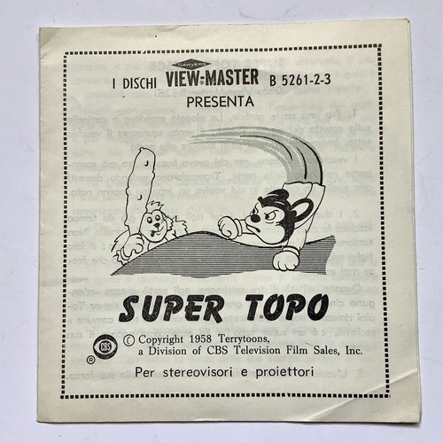Vintage View Master Super Topo (Mighty Mouse) Reels x 3 Plus Booklet - Italian - Picture 5 of 16