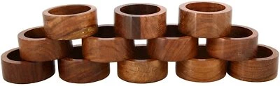 Wooden Handmade Decorative Napkin Rings for Dinner Party Table Decor Set in Menu - Image 1 of 3