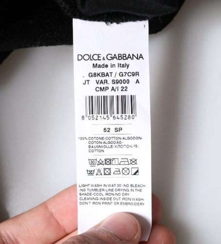 DOLCE & GABBANA T-shirt Black Cotton Polka Dots Round Neck IT52/US42/XL 830usd - Picture 10 of 11