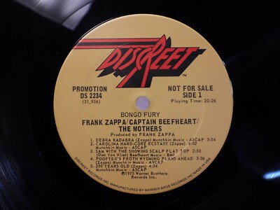 FRANK ZAPPA CAPTAIN BEEFHEART BONGO FURY PROMO LP VINYL ALBUM | eBay