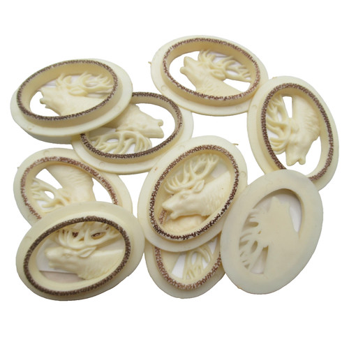 Lot of 9 Jewelry Findings Moose Beige Shadowbox Celluloid Vintage MCM Pins NOS