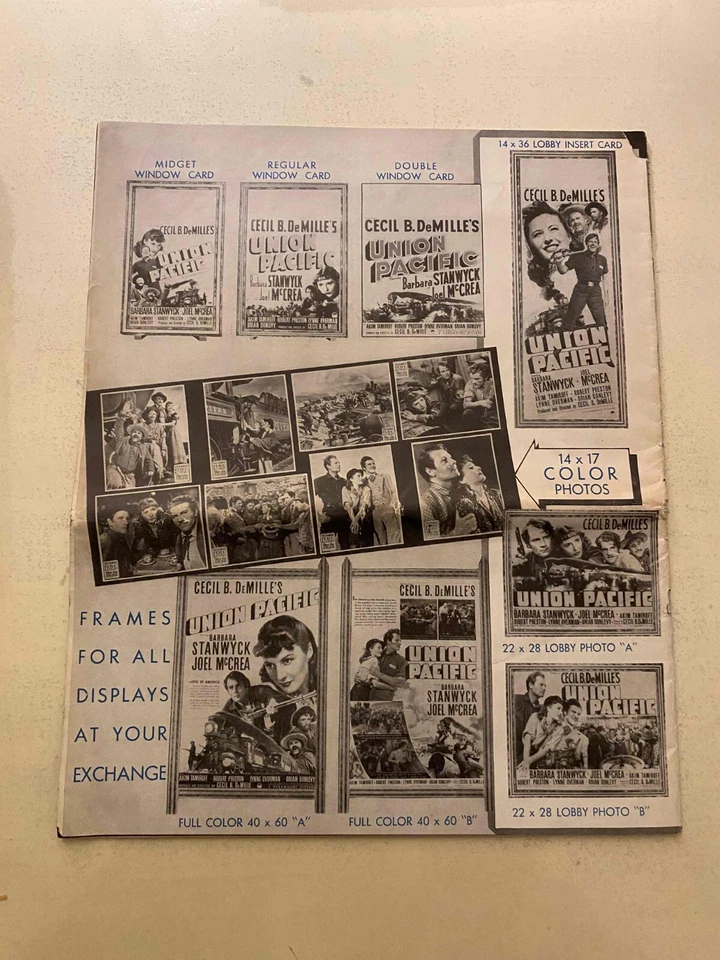 Union Pacific Pressbook 1939 Barbara Stanwyck, Joel McCrea, Akim Tamiroff! Foto 2 de 3